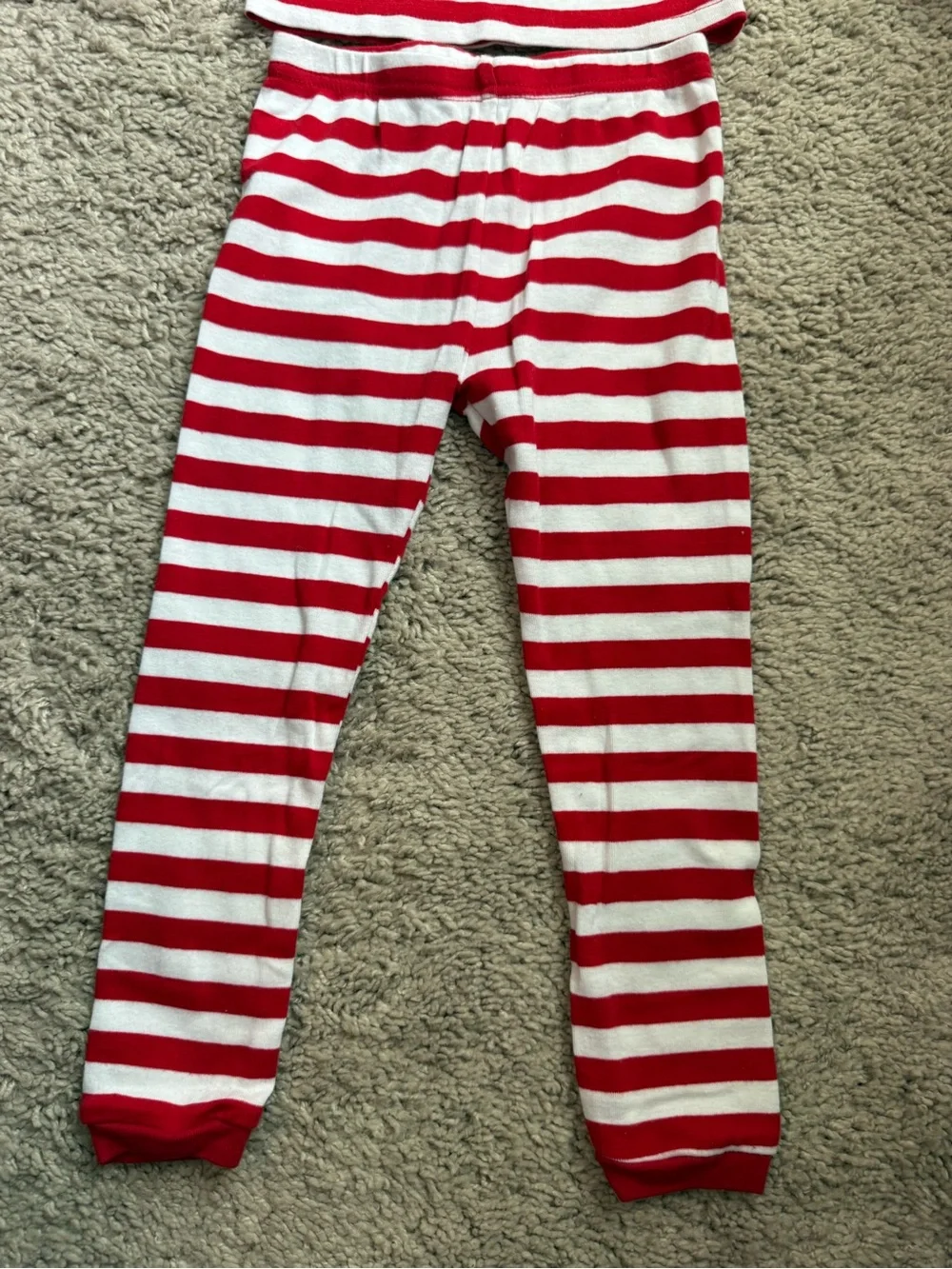 Red & White Striped Kids Pajama Set with 'Santa's Helper' Glitter Print